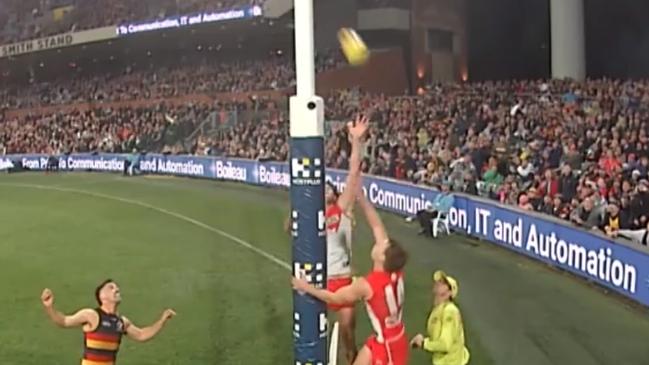 Vision of Ben Keays' disallowed goal against Sydney. Picture: Fox Footy