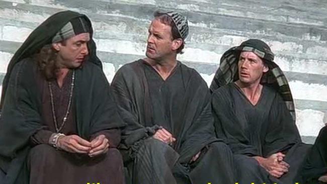 Eric Idle, John Cleese and Michael Palin in Monty Python’s Life of Brian.