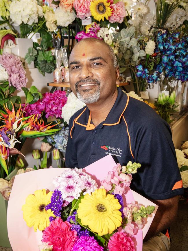 Florist Vipul Patel is concerned that 800 families leaving could be bad for his Salisbury business, Flowers by Marisa. Picture: Emma Brasier