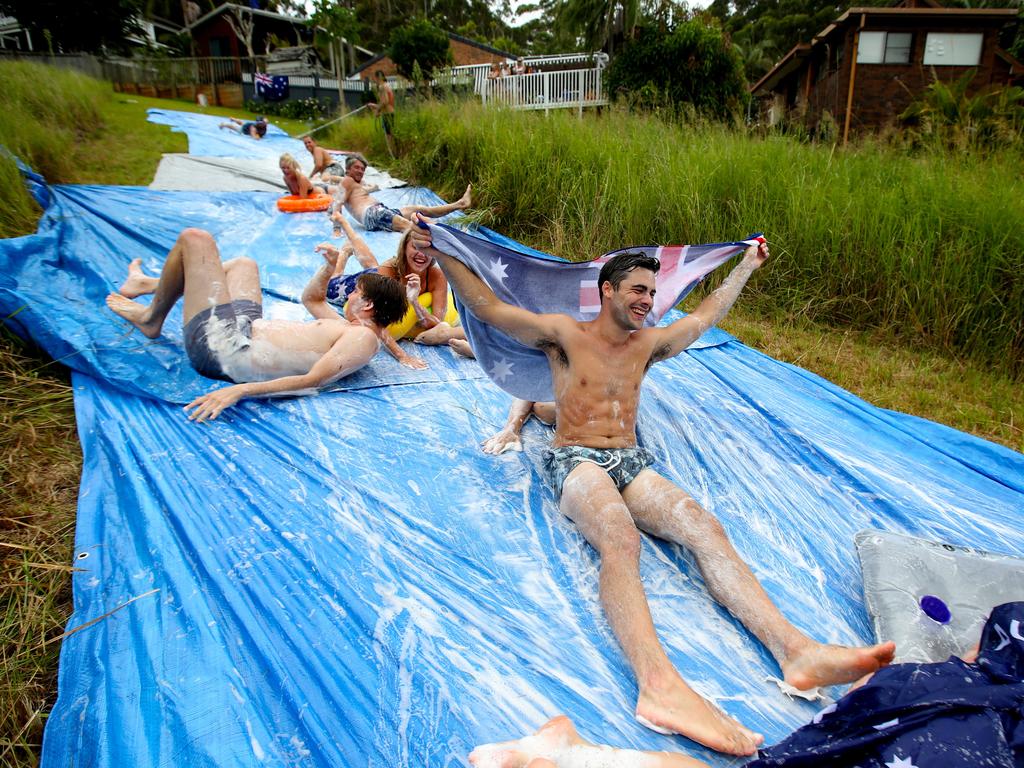 Australia Day 2017 Port Macquarie. Australia Day is celebrated with a giant slip n slide in Port Macquarie. Picture: Nathan Edwards