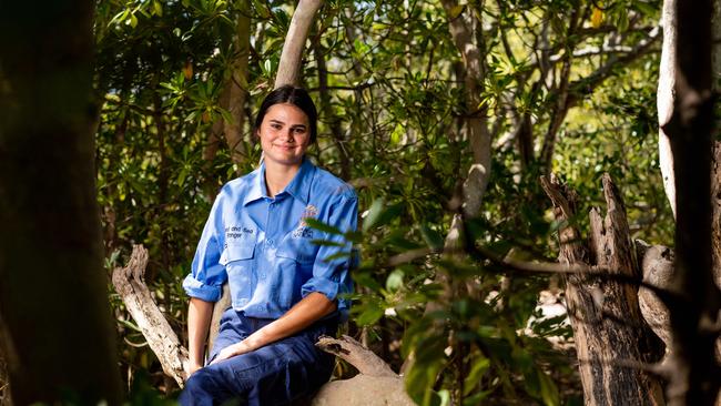 Tamika Bray, Land and Sea Ranger on a shell fish survey in the mangroves of Larrakia. Minister for Aboriginal Affairs; Minister for Parks and Rangers Selena Uibo ahas just announced a new round of grant funding for the program. Picture: Che Chorley