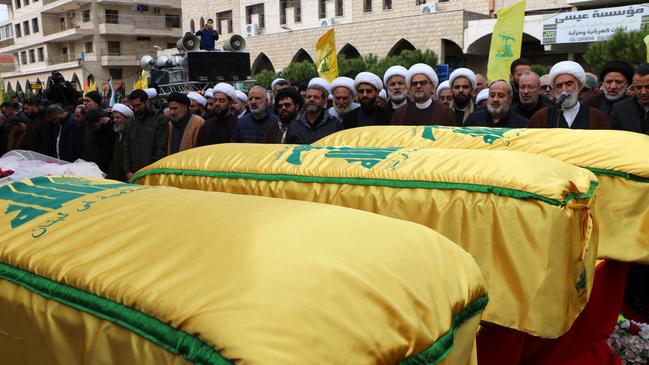 A funeral service was held in Bint Jbeil, in southern Lebanon near the border with Israel, on December 27. Picture: AFP