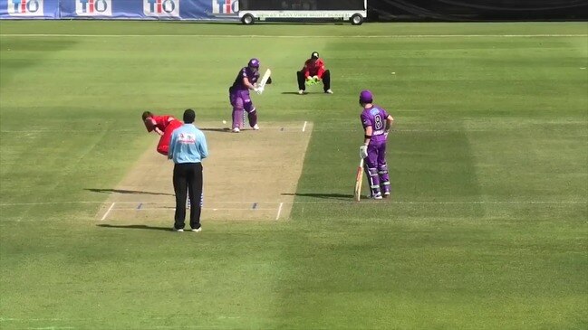 Hobart Hurricanes batsman Caleb Jewell cracks eight sixes in an innings