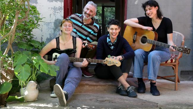 Deborah Conway and her family cover Hold On by Alabama Shakes for Review’s video series starring top musicians and artistic performers recorded at their homes. Picture: David Geraghty / The Australian.