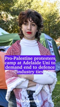 Pro-Palestine protesters camp at Adelaide Uni to demand end to defence industry ties