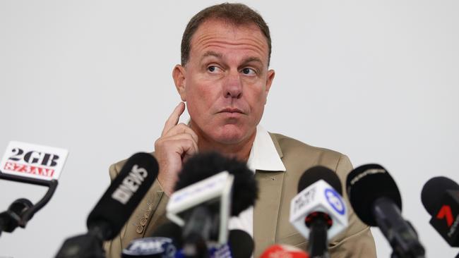 Alen Stajcic speaks after being sacked by the FFA. Picture: Brett Costello