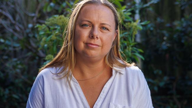 Daily Telegraph. 19, February, 2025.Steph Hilton, at home in Dee Why, today.Steph went through early menopause at 32, and has struggled on ivf for six years to have a baby.Picture: Justin Lloyd.