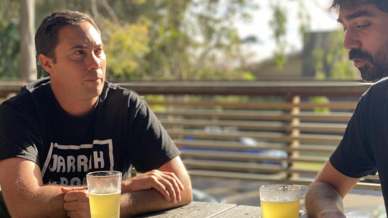 Jarrah Boy owner Dale Vocale, left, with Boiling Pot Brewing brewer Pedro De Luca, right. Picture: supplied.