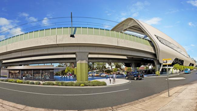 Artist impression of final design of Noble Park Train Station, courtesy of the Level Crossing Removal Authority.