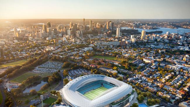 A supplied architectural render of the new Sydney Football Stadium at Moore Park. Picture: AAP Image/Supplied by NSW Government