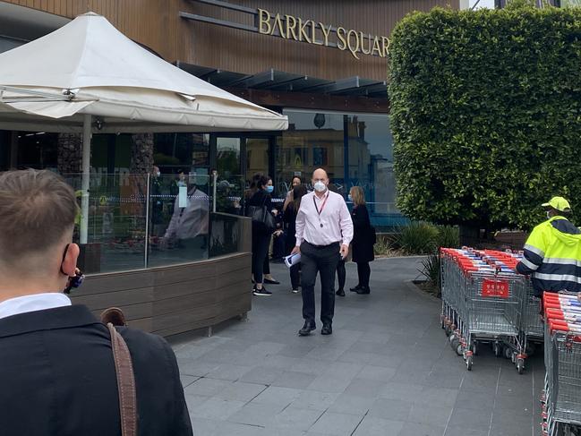 Police swarm the centre. Picture: Alexandra Middleton