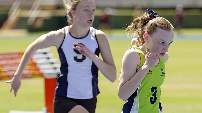 Alice Dixon 16, Sommerville House, 100M at the QGSSSA schoolgirl athletics. (Image Sarah Marshall)