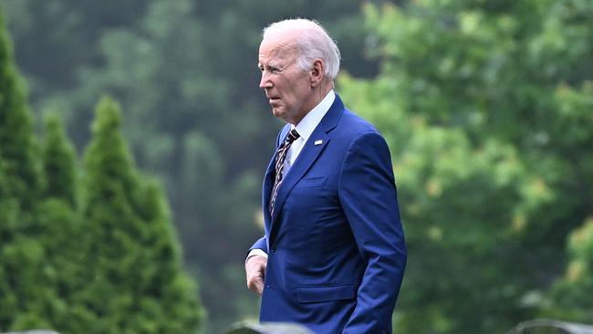 Joe Biden arrives at church for a memorial mass on the 10th anniversary of the death of his son, Beau. Picture: Alex Wroblewski / AFP