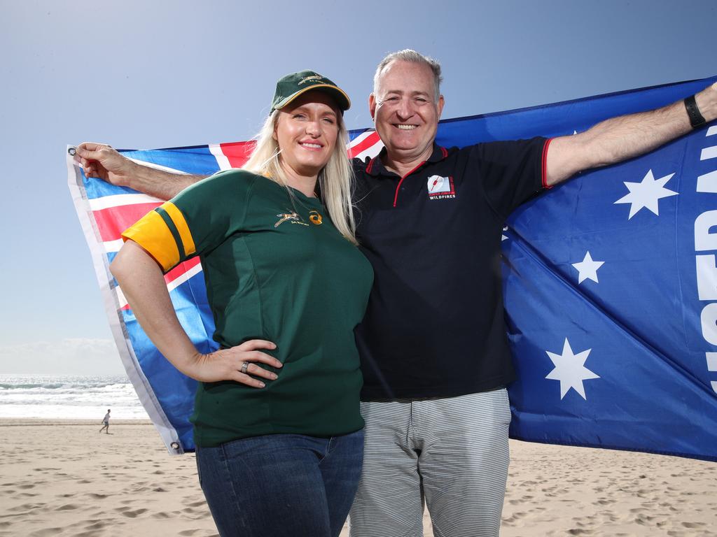 Wallabies Legend David Campese and wife Lara. Picture Glenn Hampson