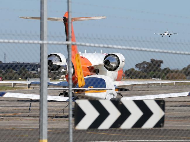 Planes on the tarmac at Essendon Fields Airport. Picture: George Salpigtidis