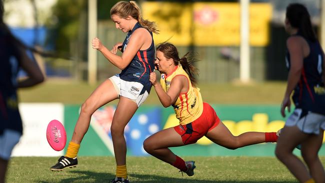 Danielle Ponter lays a trademark chase-down tackle in Darwin.