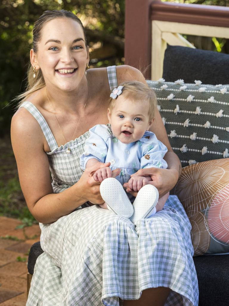 Baby Ruby Mason with her mum Ash Parker. Ruby has been named Toowoomba's cutest baby in an online poll by The Chronicle. Picture: Kevin Farmer