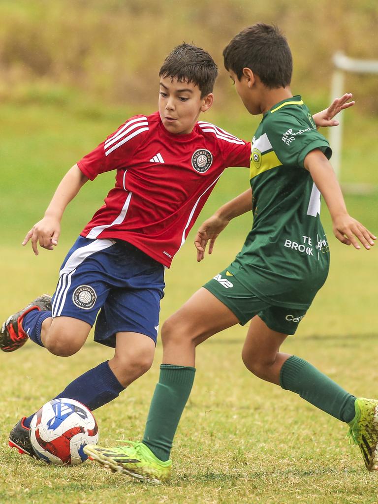 QAS V Michelton FC in the Premier Invitational Football Carnival at Nerang. Picture: Glenn Campbell