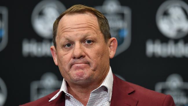 Queensland coach Kevin Walters talks to the media after Game One. Picture: AAP