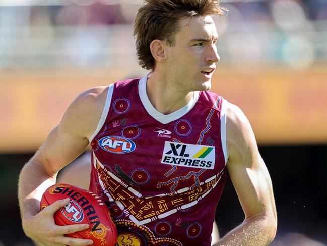 BRISBANE, AUSTRALIA - MAY 28: Harris Andrews of the Lions in action during the 2022 AFL Round 11 match between the Brisbane Lions and the GWS Giants at the Gabba on May 28, 2022 in Brisbane, Australia. (Photo by Russell Freeman/AFL Photos via Getty Images)