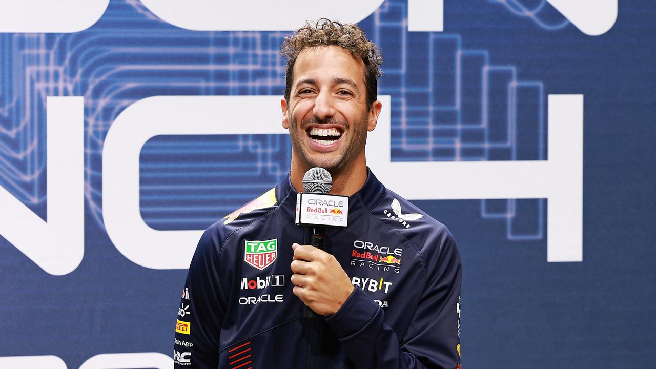 Daniel Ricciardo of Australia and Oracle Red Bull Racing talks during the Oracle Red Bull Racing Season Launch 2023 at Classic Car Club Manhattan on February 03, 2023 in New York City. (Photo by Arturo Holmes/Getty Images for Oracle Red Bull Racing)