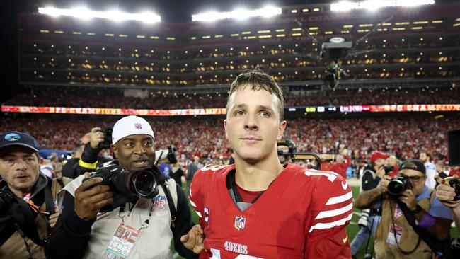 Brock Purdy of the San Francisco 49ers boasts 31 touchdowns and 11 interceptions, with an impressive six games surpassing the 300-yard mark. Picture: Getty