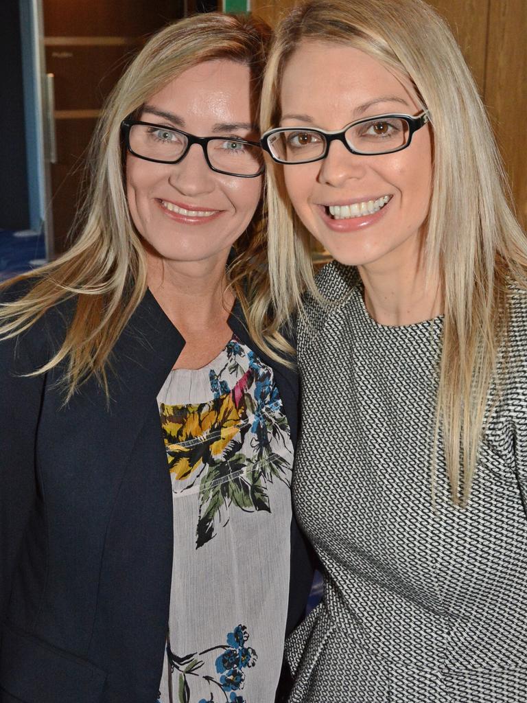 Claire Gauci and Emma Childs at Early Risers IWD breakfast at Sofitel Broadbeach. Picture: Regina King