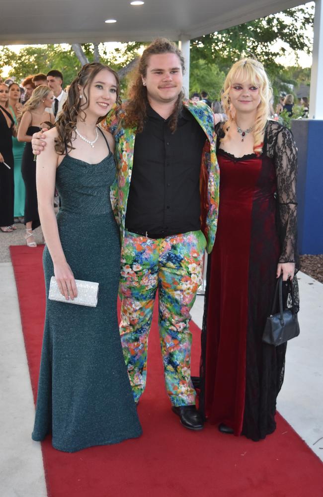 Emily Myers, Patrick Willis and Hannah Young at the Mountain Creek State High School formal on November 18, 2022. Picture: Sam Turner