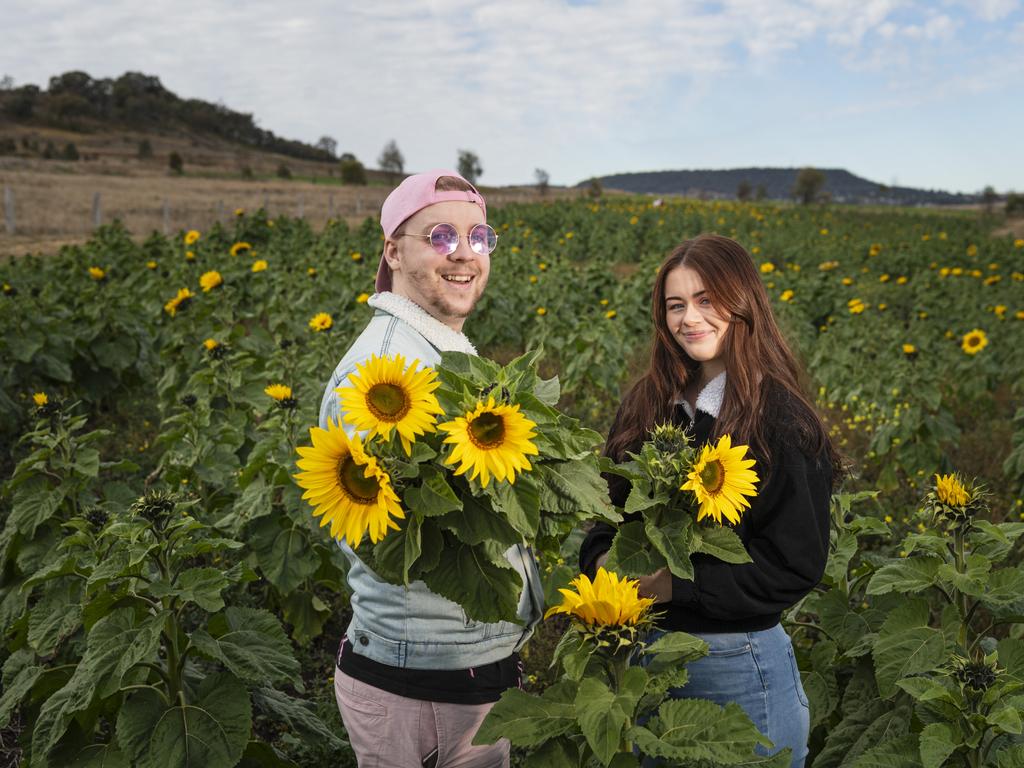 Caleb Dunford and Kayla Little at Warraba Sunflowers, Saturday, June 22, 2024. Picture: Kevin Farmer