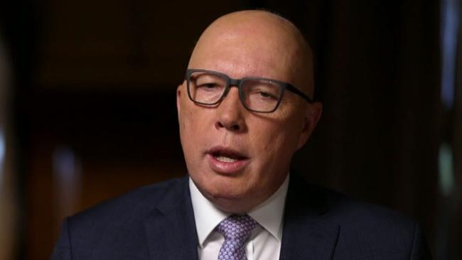 Leader of the Opposition Peter Dutton speaks on 60 Minutes.