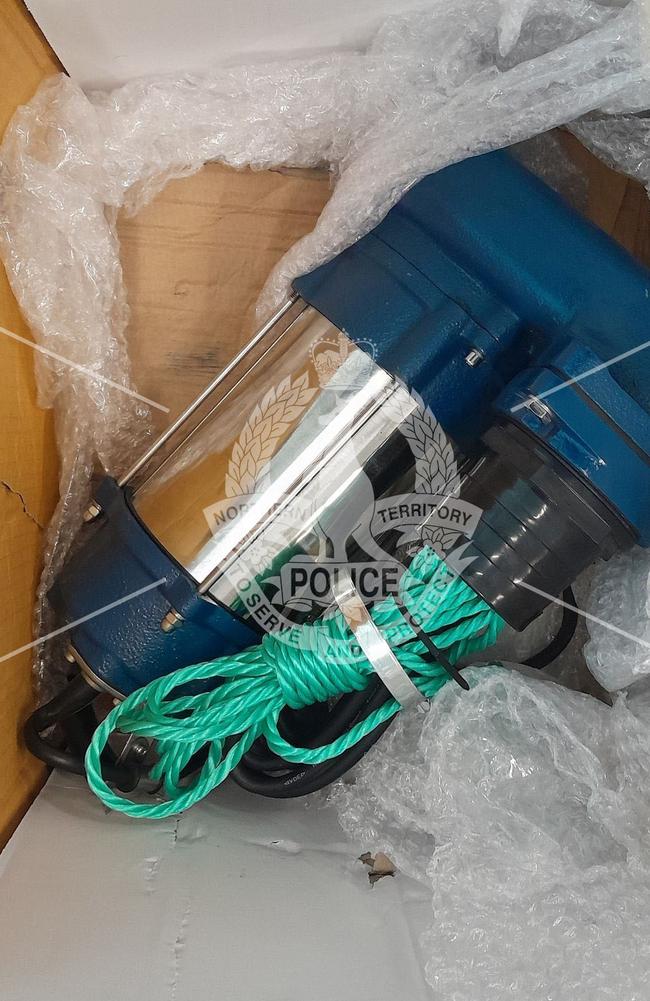 Australian Border Force officers swooped on a suspicious package from Thailand on September 10 before discovering it contained 389.9g of methamphetamine hidden within the motor housing of a water pump.