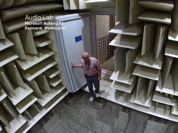The quietest place on Earth is located at Microsoft's headquarters in Redmond, Washington. The anechoic chamber in the Audio Labs holds the Guinness World Records title. Picture: Microsoft