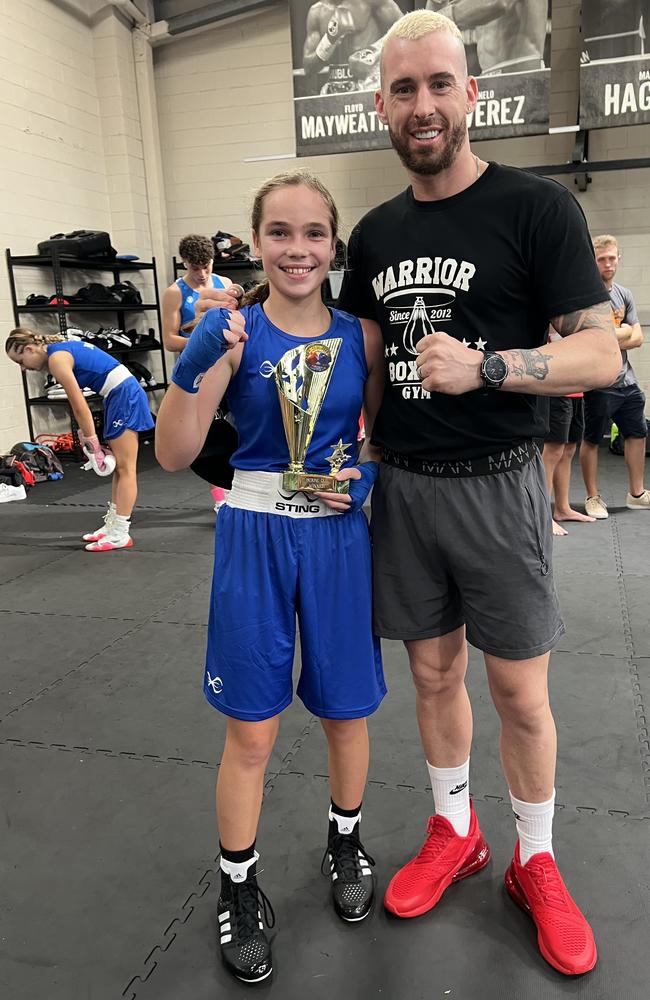 Warrior Boxing Gym young gun Sienna Pinnell and coach John Black.