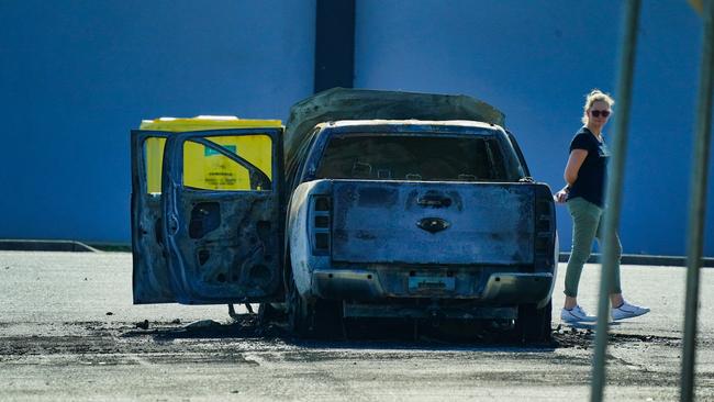 A torched car was later found at Sweeney Reserve. Picture: NCA NewsWire/Luis Enrique Ascui.