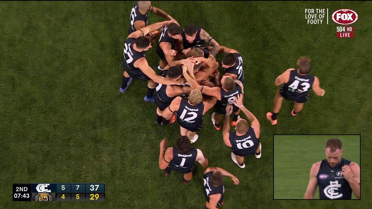 Goosebumps as Sam Docherty returns with a goal. Photo: Kayo, Fox Sports.