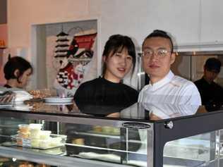 ON A ROLL: Jin Young Choi and Sung Ho Kim show off their sushi. Picture: DEIRDRE SMITH