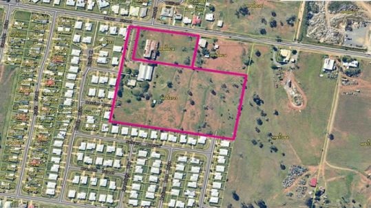 An aerial view of a 5ha block of land at Gracemere primed for residential development.