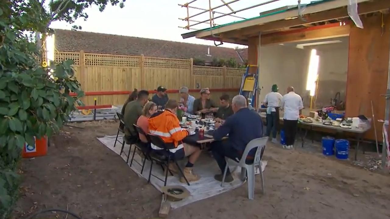 Mitch and Mark show the competition what they’re up against with a strategically-placed dinner table. Picture: Supplied, Channel 9