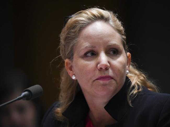 Australian Transaction Reports and Analysis Centre (AUSTRAC) Chief Executive Officer (CEO) Nicole Rose speaks during a Senate Estimates hearing at Parliament House in Canberra, in Canberra, Monday, March 2, 2020. (AAP Image/Lukas Coch) NO ARCHIVING