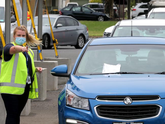 COVID-19 Testing at the Barwon Health North drive through in Norlane.  Picture: Mike Dugdale