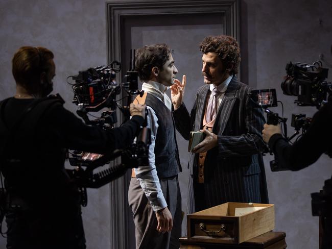 Backer, Leslie and camera operators in a performance of Jekyll and Hyde. Picture: Daniel Boud