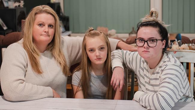 The family who were duped by a woman they believe to be serial conwoman Samantha Azzopardi. Mother Mel Bevege with daughters Georgia Bevege and Tiarnna Boreham. Picture Jack Bussell