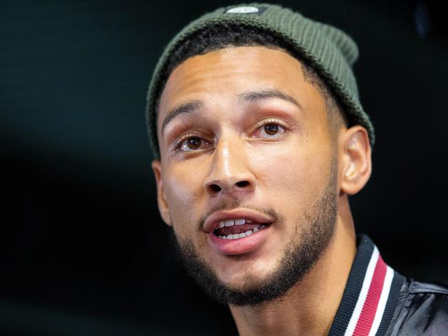 Ben Simmons has a mural featuring his likeness unveiled at Culture Kings in Hosier Lane, Melbourne. Picture: Mark Stewart