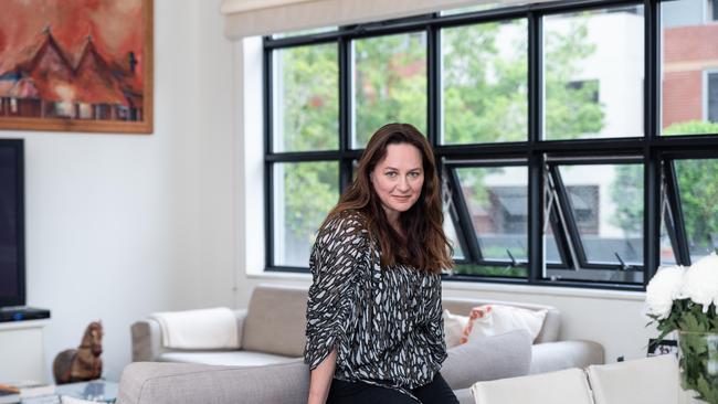 CEO of Frank PR Annalise Brown basks in light in her sleek eastern suburbs apartment., Picture: Flavio Brancaleone