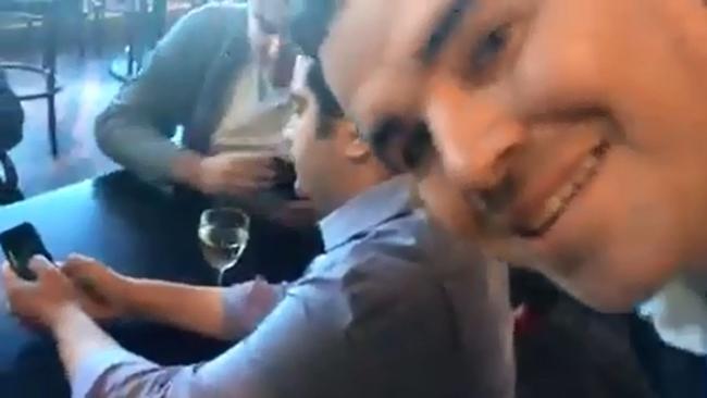 What race is dickhead? MP Tim Watts leaps to Dasher’s defence during the ‘Patriot Blue’ pub ambush. Picture: Facebook