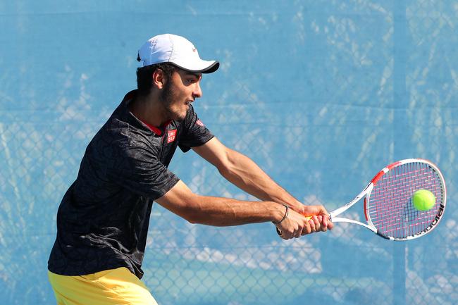 Action from the International Tennis Federation junior tournament at KDV on the Gold Coast. Picture: Tertius Pickard