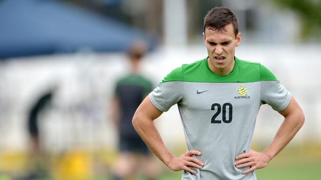 Trent Sainsbury training with the Socceroos at Olympic Park.