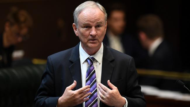 Riverstone MP Kevin Conolly speaks during amendments to the introduction to the Reproductive Healthcare Reform Bill last month. Picture: Joel Carrett