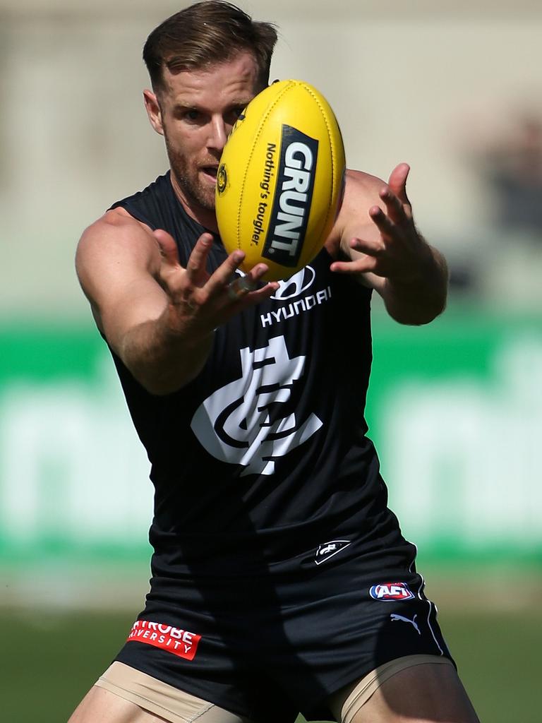 Sam Docherty in action against Collingwood in a pre-season hitout.