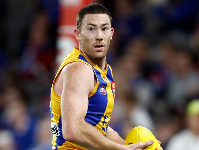 MELBOURNE, AUSTRALIA - AUGUST 20: Jeremy McGovern of the Eagles in action during the 2023 AFL Round 23 match between the Western Bulldogs and the West Coast Eagles at Marvel Stadium on August 20, 2023 in Melbourne, Australia. (Photo by Michael Willson/AFL Photos via Getty Images)